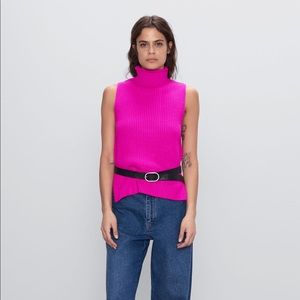 Zara new woman fuschia high neck top